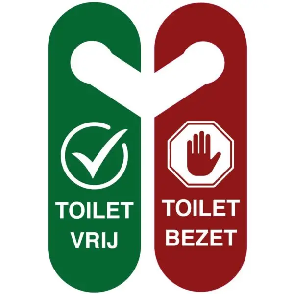 Deurhanger toilet vrij toilet bezet - kunststof materiaal - dubbelzijdig