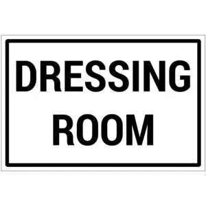 Dressing room bord - dibond materiaal - wit zwart - met Engelse tekst dressing room - rechthoek