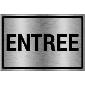 Entree bord - brushed aluminium materiaal - grijs zwart - met Nederlandse tekst entree - rechthoek