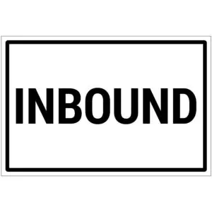 Inbound bord - dibond materiaal - wit zwart - met Engelse tekst inbound - rechthoek