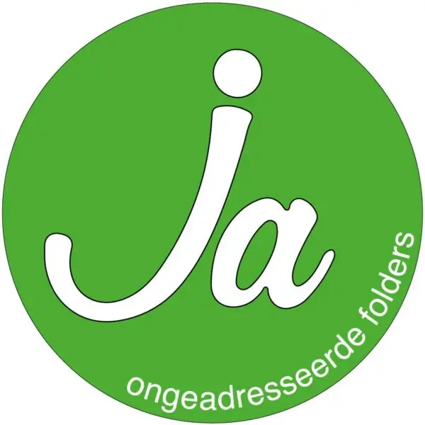 Ja sticker brievenbus - rond - groen wit - zelfklevende folie