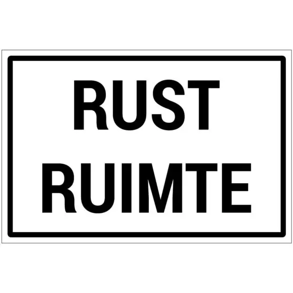 Rustruimte bord - dibond materiaal - wit zwart - met Nederlandse tekst rustruimte - rechthoek