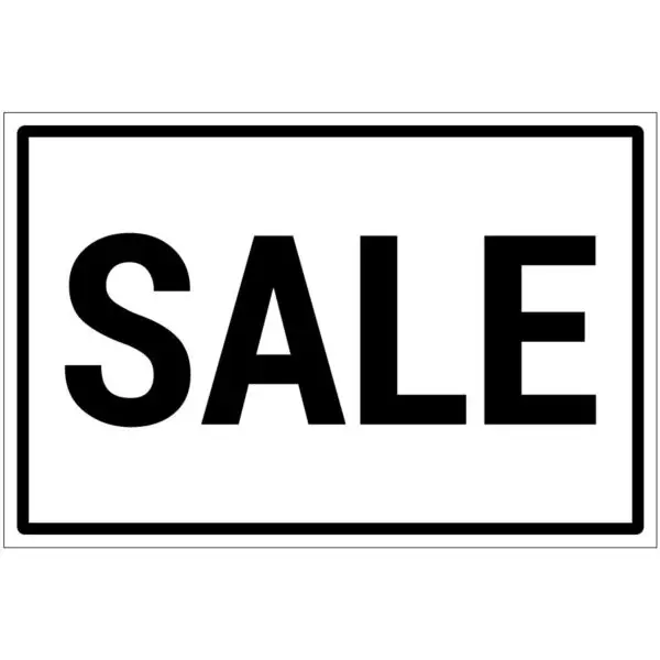 Sale bord - dibond materiaal - wit zwart - met Engelse tekst sale - rechthoek