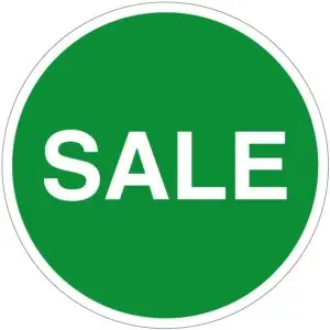Sale sticker met tekst - groen wit- rond - zelfklevende folie