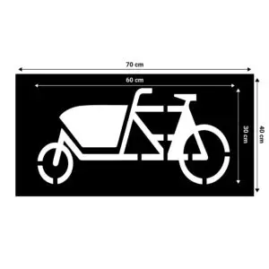 Spuitsjabloon bakfiets - dibond materiaal - 70 x 40 cm - zwart met uitsparing
