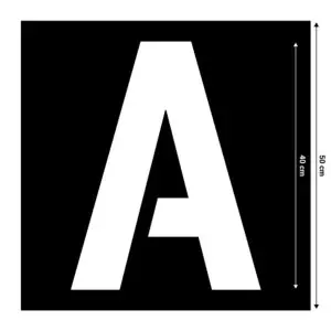 Spuitsjabloon letter A - dibond materiaal - 50 x 50 cm - zwart met uitsparing
