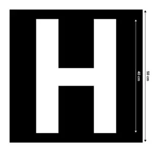 Spuitsjabloon letter H - dibond materiaal - 50 x 50 cm - zwart met uitsparing