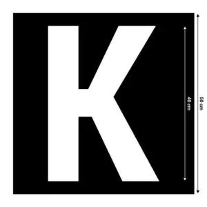Spuitsjabloon letter K - dibond materiaal - 50 x 50 cm - zwart met uitsparing