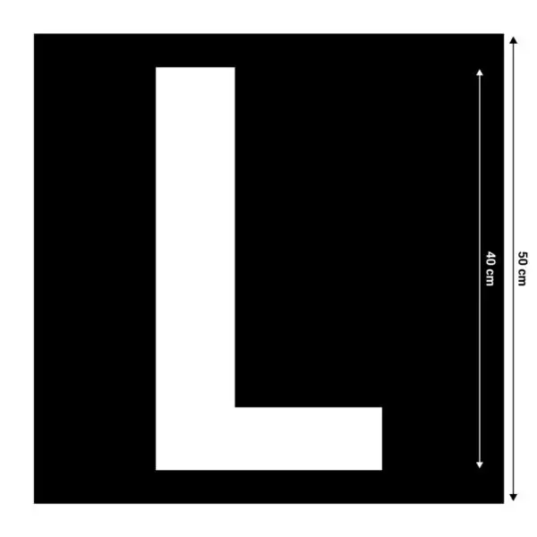 Spuitsjabloon letter L - 50 x 50 cm - zwart met uitsparing
