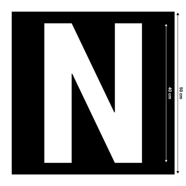 Spuitsjabloon letter N - dibond materiaal - 50 x 50 cm - zwart met uitsparing