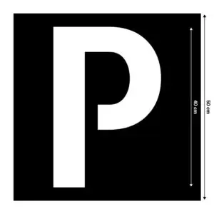 Spuitsjabloon letter P - dibond materiaal - 50 x 50 cm - zwart met uitsparing