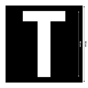Spuitsjabloon letter T - dibond materiaal - 50 x 50 cm - zwart met uitsparing