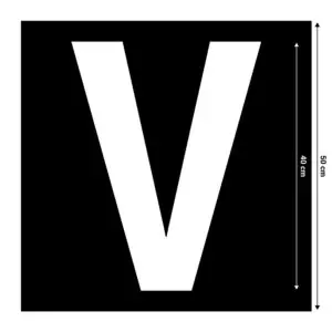 Spuitsjabloon letter V - dibond materiaal - 50 x 50 cm - zwart met uitsparing