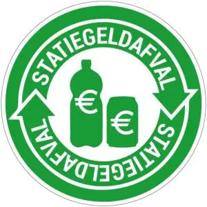 Statiegeld fles en blik sticker - groen wit - zelfklevende folie - rond - symbool statiegeld fles en blik