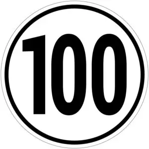 Tempo 100 pictogram - rond - zwart wit - cijfer 100 op witte achtergrond