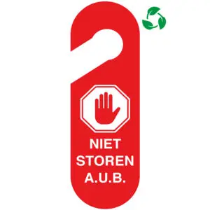 Deurhanger niet storen Sign again materiaal rood wit Nederlandse tekst - symbool hand
