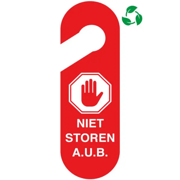 Deurhanger niet storen Sign again materiaal rood wit Nederlandse tekst - symbool hand