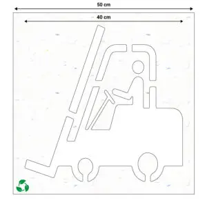 Spuitsjabloon heftrucks - circulair sign again materiaal - 70 x 70 cm - grijs wit met uitsparing
