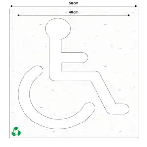 Spuitsjabloon invaliden parkeerplaats - circulair sign again materiaal - 50 x 50 cm - grijs wit met uitsparing