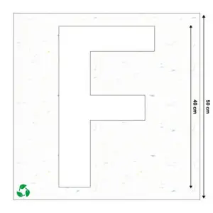 Spuitsjabloon letter F - circulair Sign Again materiaal - 50 x 50 cm - grijs wit met uitsparing