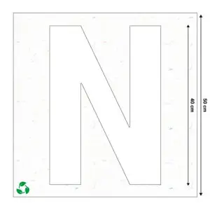Spuitsjabloon letter N - circulair Sign Again materiaal - 50 x 50 cm - grijs wit met uitsparing