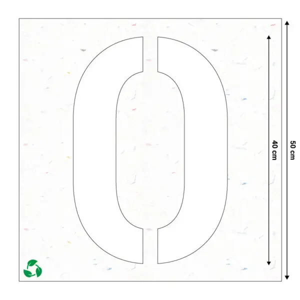 Spuitsjabloon letter O - circulair Sign Again materiaal - 50 x 50 cm - grijs wit met uitsparing