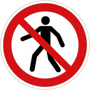 Verboden voor voetgangers pictogram - P004 - rood wit - rond - symbool voetganger met rode schuine streep