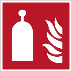 Op afstand bestuurbaar station brand pictogram - F014 - rood wit - vierkant - symbool unit met vuur op rode achtergrond
