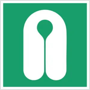 Reddingsvest EHBO pictogram - E044 - groen wit - vierkant - symbool reddingsvest op groene achtergrond
