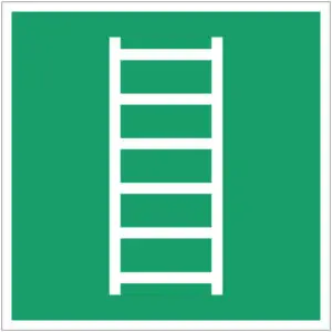 Vluchtladder EHBO pictogram - E059 - groen wit - vierkant - symbool ladder of trap op groene achtergrond
