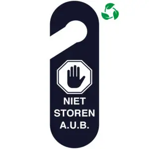 Deurhanger niet storen aub - Sign again materiaal - donkerblauw wit - symbool hand