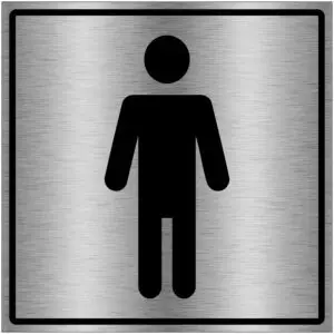 Heren toilet pictogram - vierkant - zwart grijs - symbool man - brushed aluminium