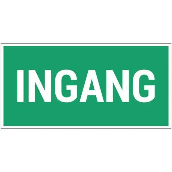Ingang pictogram - groen wit - rechthoekig - tekst ingang op groene achtergrond