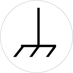 Massa geleider sticker - rond - wit zwart - symbool massa met witte achtergrond