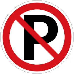 Parkeren verboden verkeerspictogram - rond - rood zwart wit - zwarte P met rode schuine streep