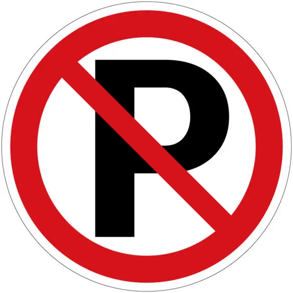 Parkeren verboden verkeerspictogram - rond - rood zwart wit - zwarte P met rode schuine streep