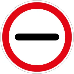 Stoppen pictogram - F10 - rond - rood wit zwart - zwarte horizontale streep met rode ronde rand