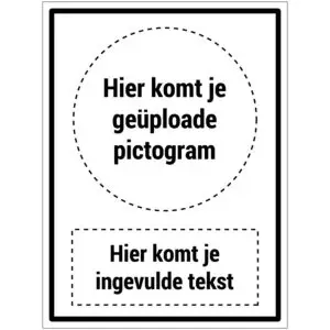 Blanco pictogram met tekst en pictogram op maat - rechthoekig - zwart wit