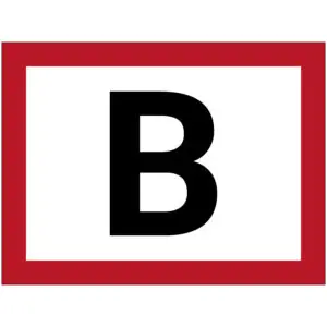 Bovengrondse brandkraan pictogram - rechthoekig - rood wit zwart - tekst B met rode rand