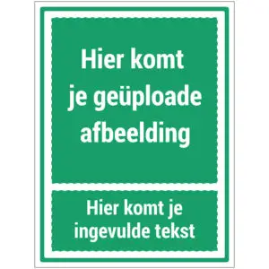 EHBO pictogram met tekst en pictogram op maat - rechthoekig - groen wit