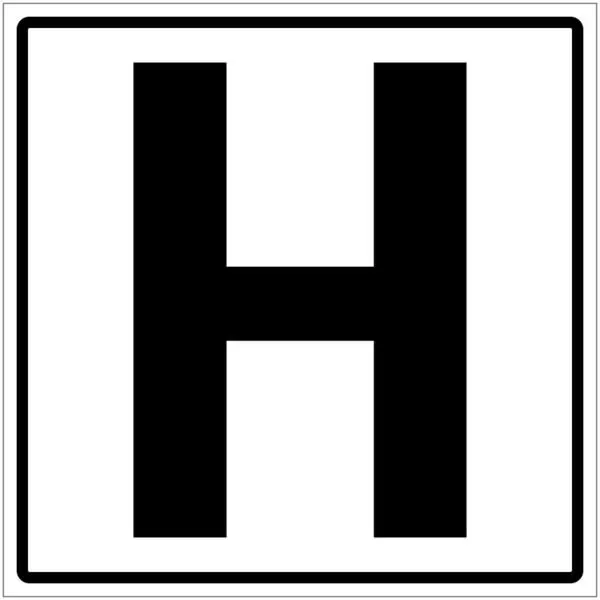 Letter H pictogram - wit zwart - vierkant