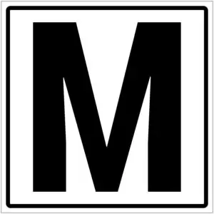 Letter M pictogram - wit zwart - vierkant