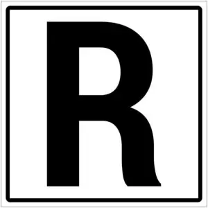 Letter R pictogram - wit zwart - vierkant