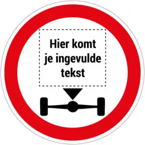 Maximale aslast op maat verkeerspictogram - C20 - rond - rood wit zwart - tekst op maat en aslast symbool met rode rand