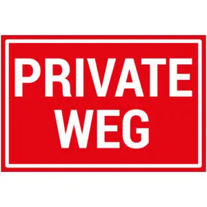 Private weg pictogram - rechthoekig - rood wit - tekst private weg op rode achtergrond