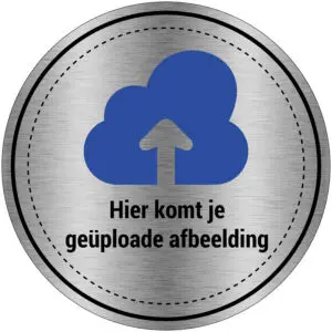 Brushed aluminium pictogram met afbeelding op maat - rond - grijs zwart
