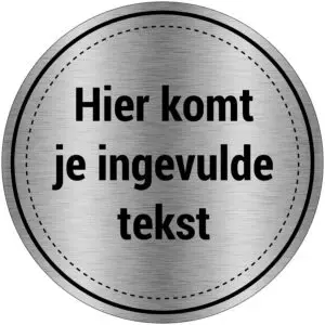 Rond brushed aluminium pictogram met tekst op maat - vierkant - zwart grijs