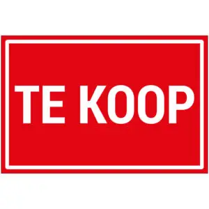 Te koop pictogram - rechthoekig - rood wit - tekst te koop op rode achtergrond