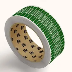 Torenwater leidingmarkering sticker op rol - groen wit - rechthoekig - tekst torenwater met groene achtergrond en pijl