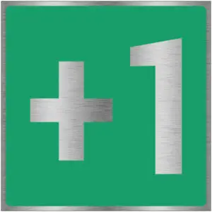 Verdieping +1 pictogram - brushed aluminium - groen grijs - vierkant